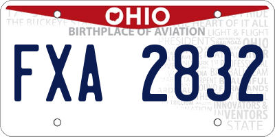 OH license plate FXA2832