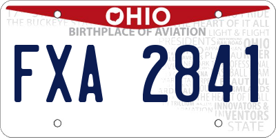 OH license plate FXA2841