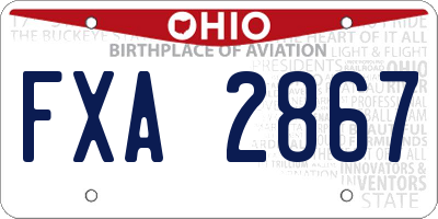 OH license plate FXA2867