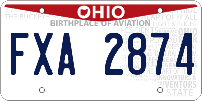 OH license plate FXA2874