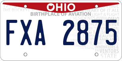 OH license plate FXA2875