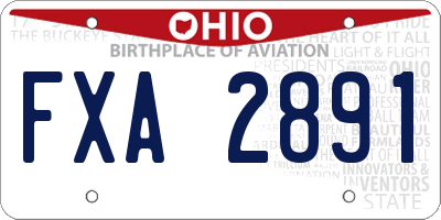 OH license plate FXA2891
