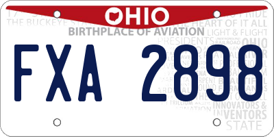 OH license plate FXA2898