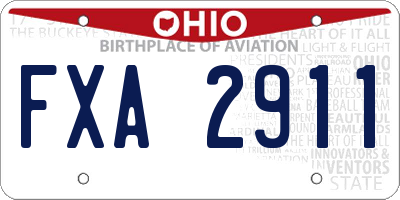 OH license plate FXA2911