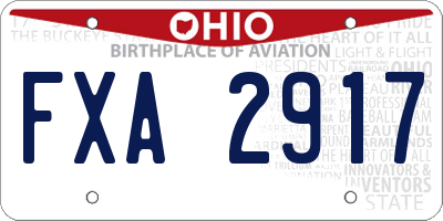 OH license plate FXA2917