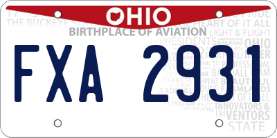 OH license plate FXA2931