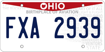 OH license plate FXA2939