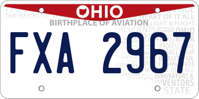 OH license plate FXA2967