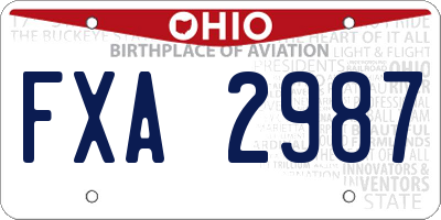 OH license plate FXA2987