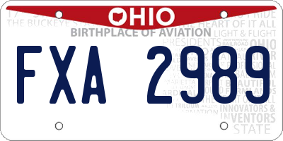 OH license plate FXA2989