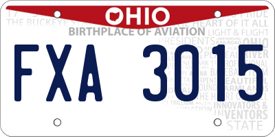 OH license plate FXA3015
