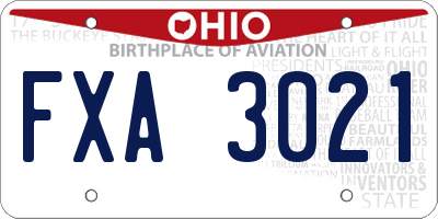 OH license plate FXA3021