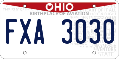 OH license plate FXA3030