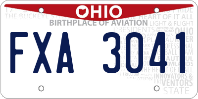 OH license plate FXA3041