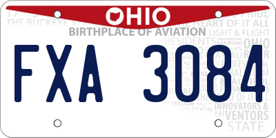 OH license plate FXA3084