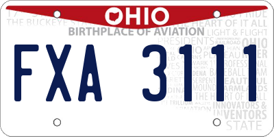 OH license plate FXA3111