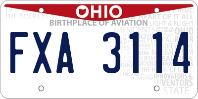 OH license plate FXA3114