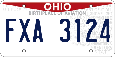 OH license plate FXA3124