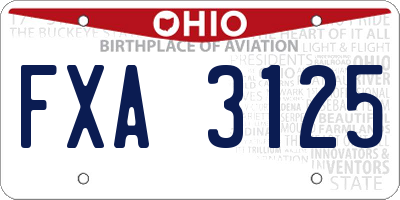 OH license plate FXA3125