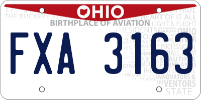 OH license plate FXA3163