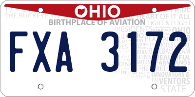 OH license plate FXA3172