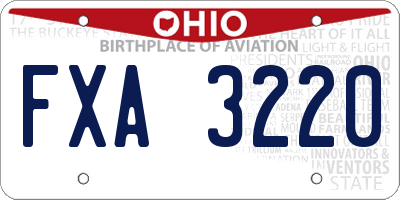 OH license plate FXA3220