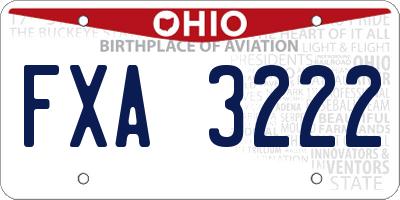 OH license plate FXA3222