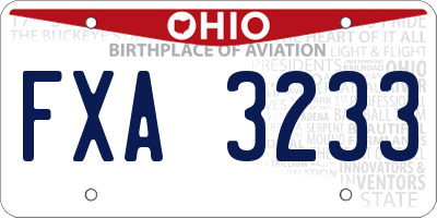 OH license plate FXA3233