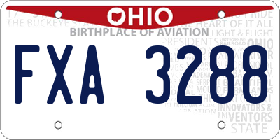 OH license plate FXA3288