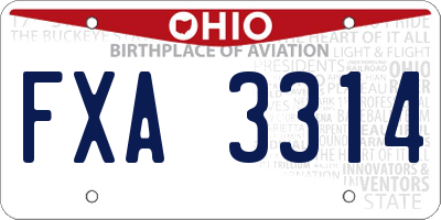 OH license plate FXA3314