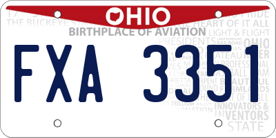 OH license plate FXA3351