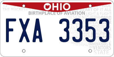 OH license plate FXA3353
