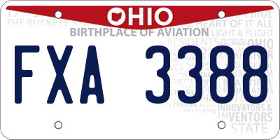 OH license plate FXA3388