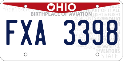 OH license plate FXA3398