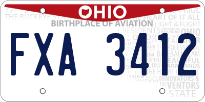 OH license plate FXA3412