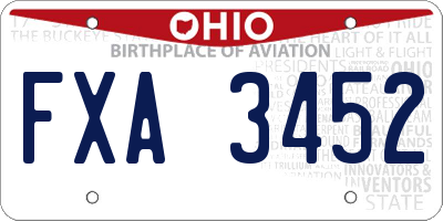 OH license plate FXA3452
