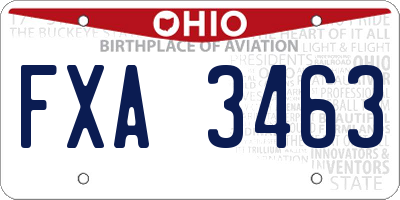 OH license plate FXA3463
