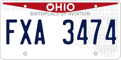 OH license plate FXA3474
