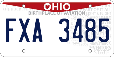 OH license plate FXA3485