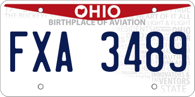 OH license plate FXA3489