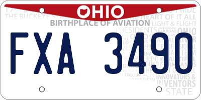 OH license plate FXA3490