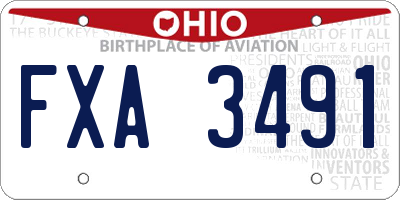 OH license plate FXA3491