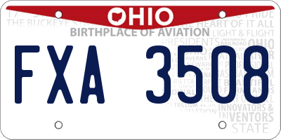 OH license plate FXA3508