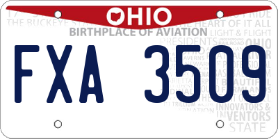 OH license plate FXA3509