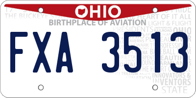 OH license plate FXA3513