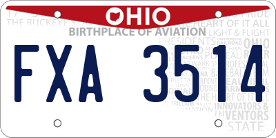 OH license plate FXA3514
