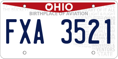 OH license plate FXA3521