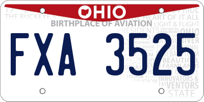 OH license plate FXA3525