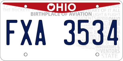 OH license plate FXA3534
