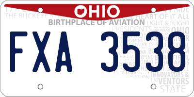 OH license plate FXA3538